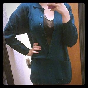 Blue-Green Button Up